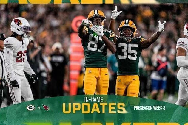Packers lead Cardinals 24-20 at halftime
