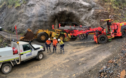 PYBAR workers outside the Metz zone portal at Hillgrove.