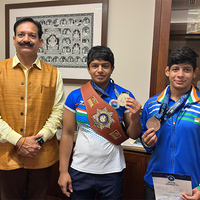 Rajasthan's wrestling stars Ashwin and Komal Verma visit Parliament, meet Sports Minister after Under-17 World Championship success