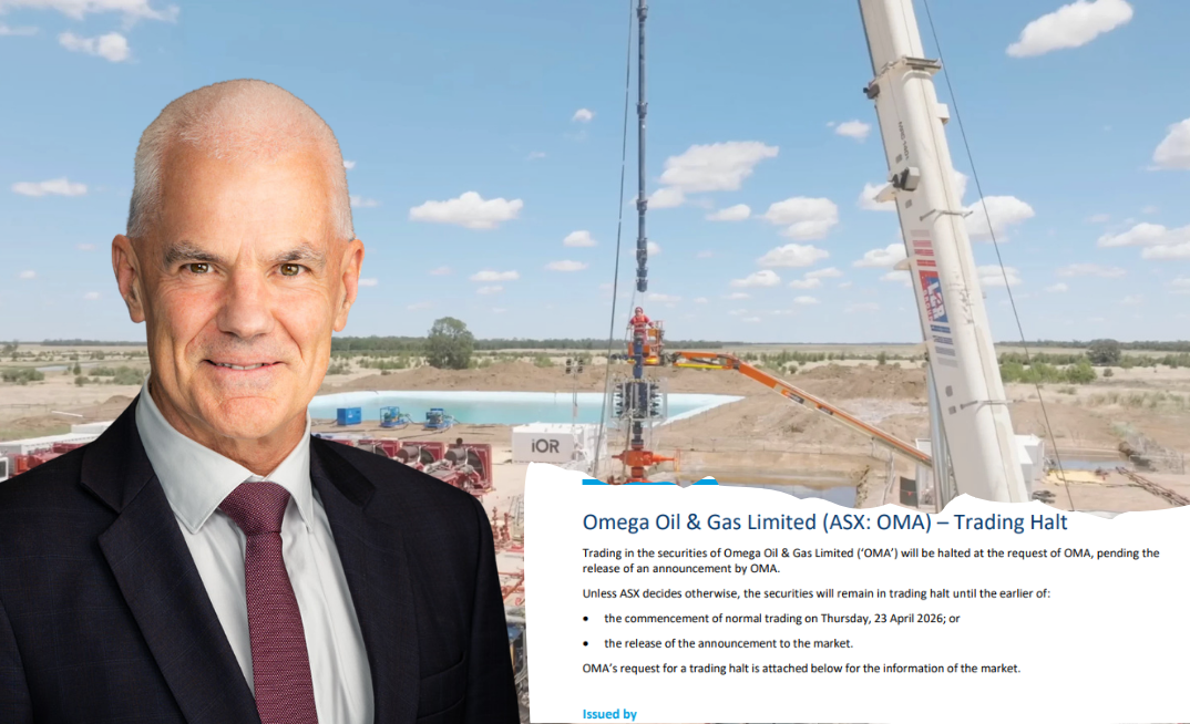 Omega Oil and Gas CEO Trevor Brown with the ASX announcement and Canyon field