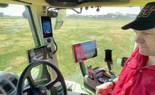 CNH product specialist, Ryan O’Sullivan, shows off the new Steiger 785 Quadtrac. 