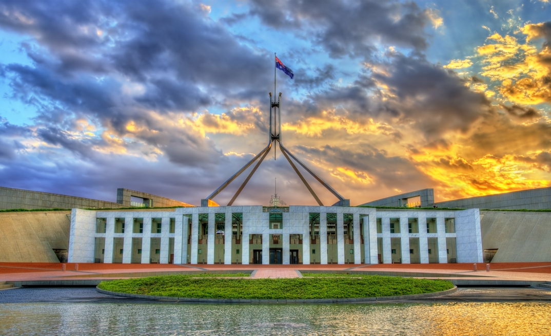 Parliament House in the evening. Canberra, Australia