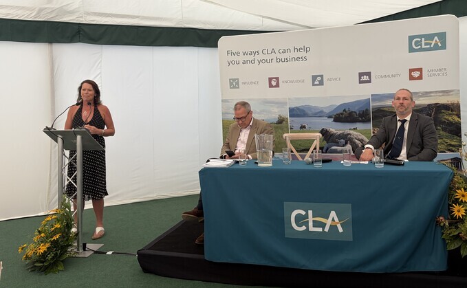 Heather Wildman and Michael Mack of the Succession Alliance with CLA president Gavin Lane at the launch of the alliance’s partnership with the CLA at the Great Yorkshire Show.  
