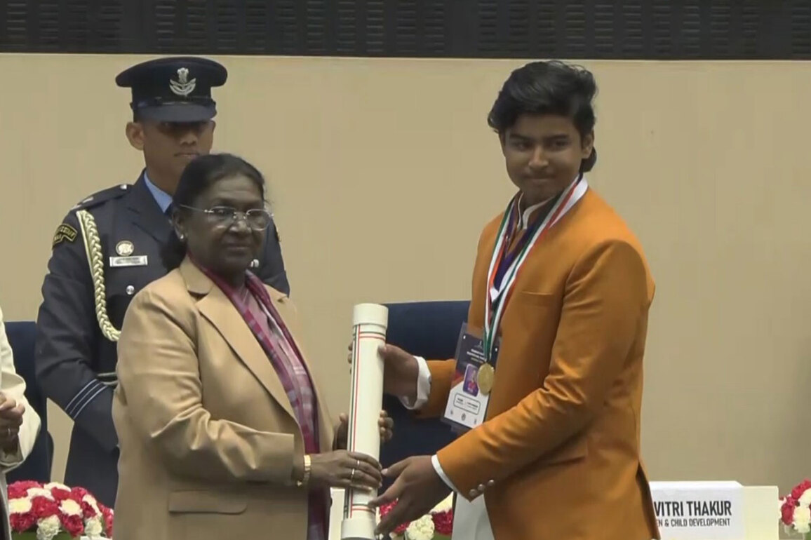 Rising Indian batter Vaibhav Suryavanshi felicitated with 'Pradhan Mantri Rashtriya Bal Puraskar' by President Murmu