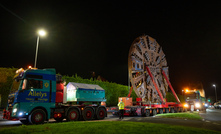  The cutterhead from HS2’s TBM Dorothy being moved on a 12m long, 48-wheel self-propelled trailer