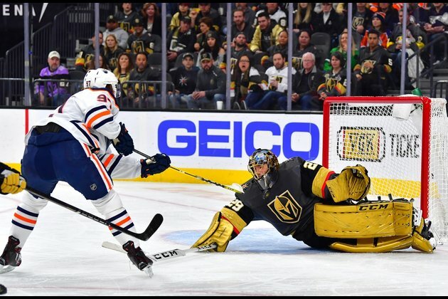 Knights ride Fleury's 61st shutout to win over Oilers