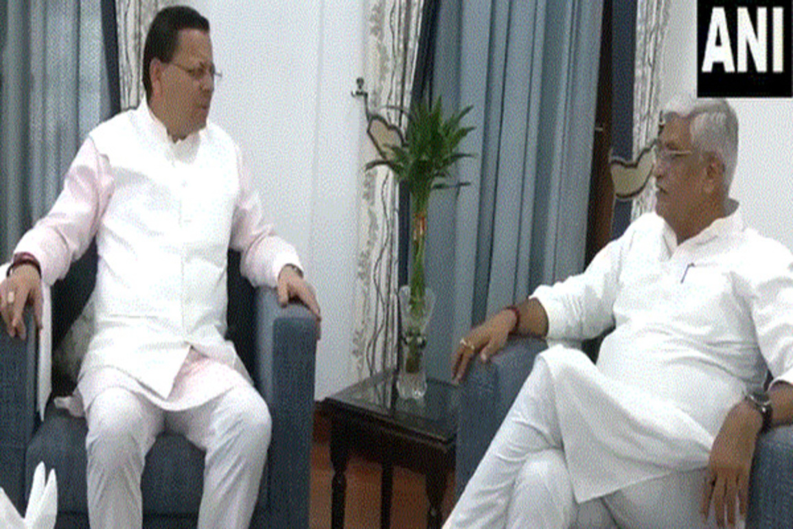 Union Minister Gajendra Shekhawat meets Uttarakhand CM Pushkar Singh Dhami