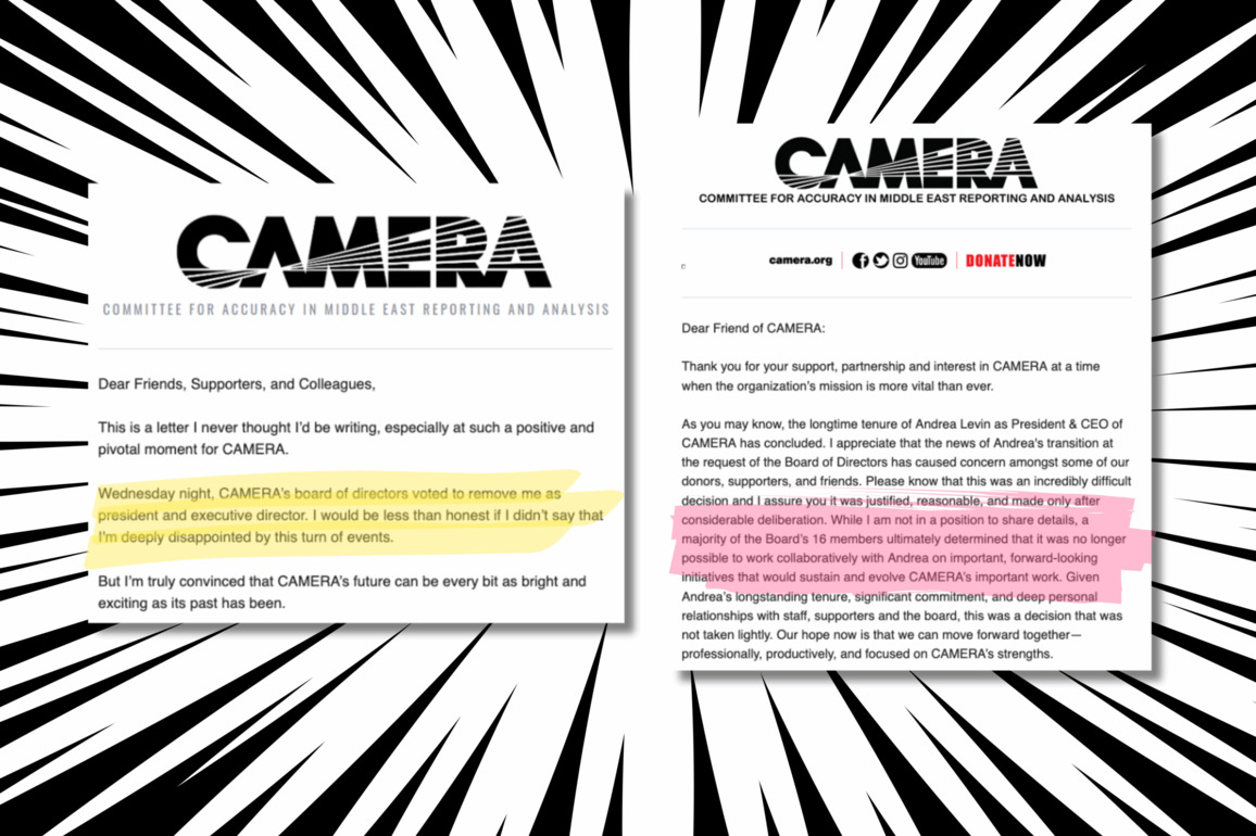 Pro-Israel watchdog CAMERA fires its long-time director Andrea Levin