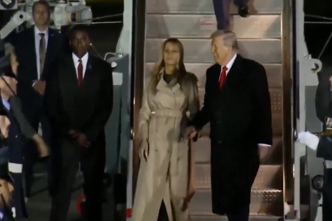 US President Trump, First Lady Melania arrive at Winfield House in London