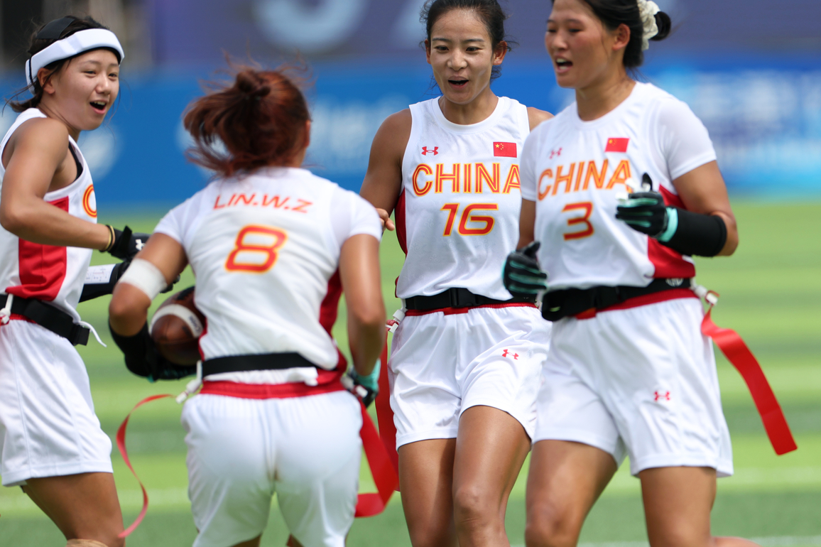 (SP)CHINA-CHENGDU-THE WORLD GAMES 2025-FLAG FOOTBALL-WOMEN-PRELIMINARY ROUND-CHN VS AUT (CN)