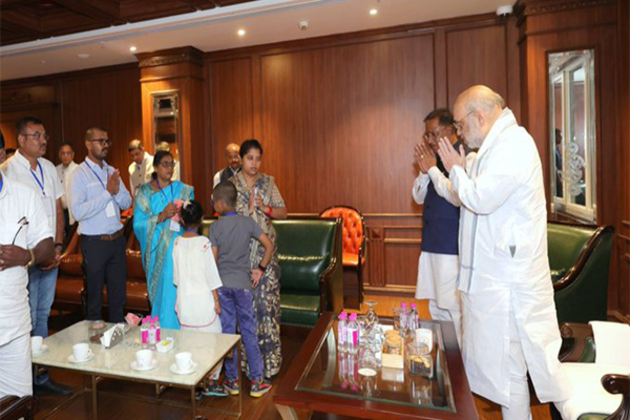 Chhattisgarh: Amit Shah meets family of police officer killed in IED blast