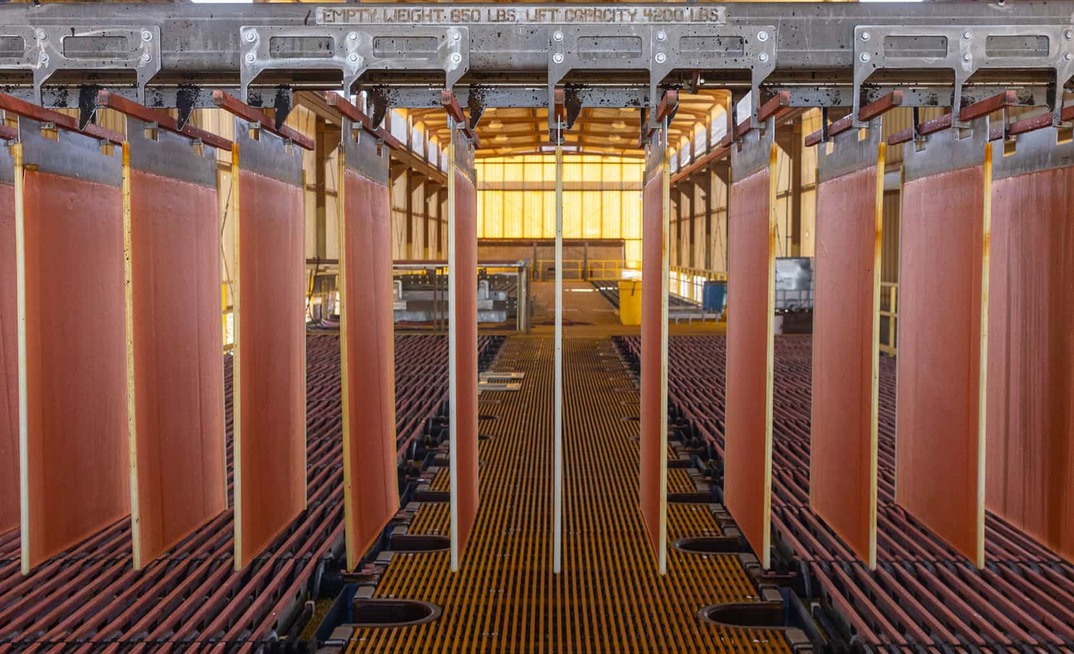 Copper cathodes at Gunnison Copper's Johnson Camp Mine