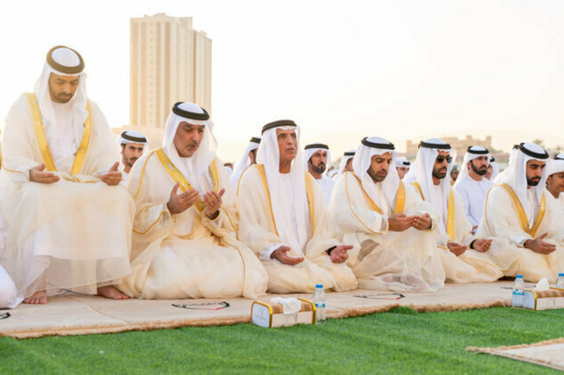 RAK Ruler performs Eid Al-Fitr prayer at Khuzam's Eid Grand Musalla