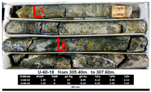  Core samples from holes drilled on the La Colorada polymetallic skarn discovery in Mexico by Pan American Silver Corp.