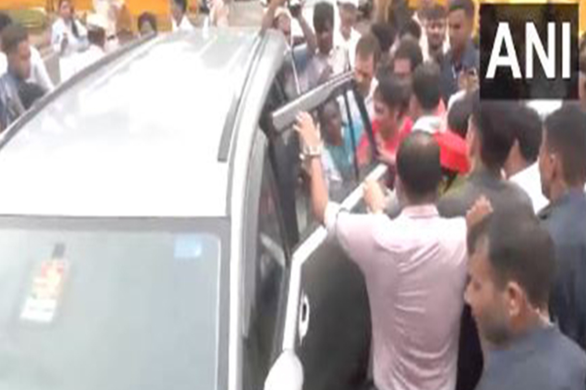 TMC MP Mitali Bagh faints during march to EC, Rahul Gandhi provides assistance