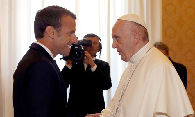 Pope receives French president Macron at the Vatican Pope receives French president Macron at the Vatican