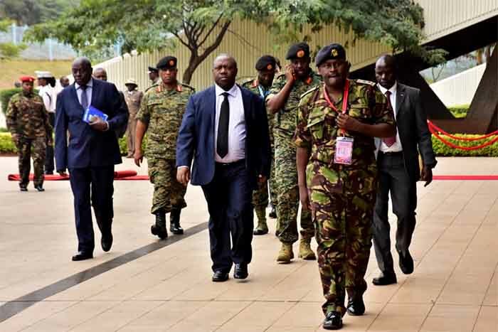  inister of efence and eterans ffairs on dolf wesige and other senior officials at the closing ceremony at oi nternational tadium in airobi enya ourtesy photo