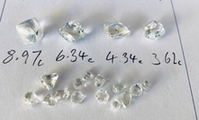 Diamonds recovered from BlueRock Diamond's Kareevlei mine  near Kimberley in South Africa