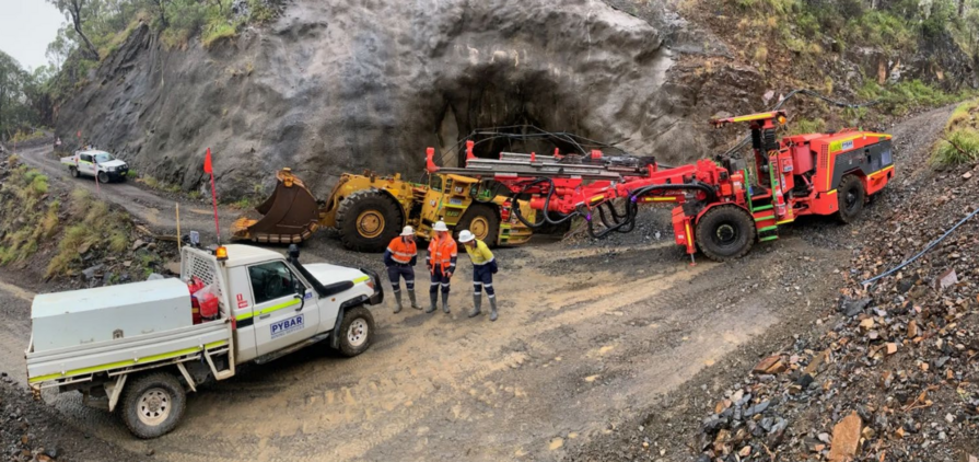 PYBAR workers outside the Metz zone portal at Hillgrove.