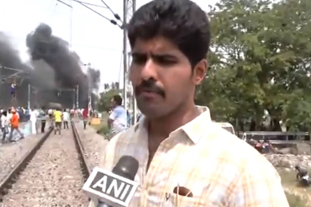 TN: Residents near Tiruvallur Rail station evacuated after goods train with diesel catches fire