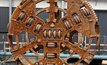 Implenia’s TBM “Candela” being lifted out of the tunnel at the finish line at Umspannwerk Mitte, Berlin