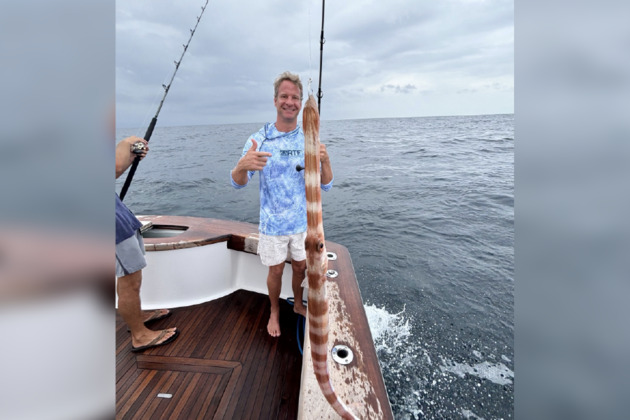 Look- Ole Miss head coach Lane Kiffin catches huge fish  &#39;#GulfofAmerica&#39;
