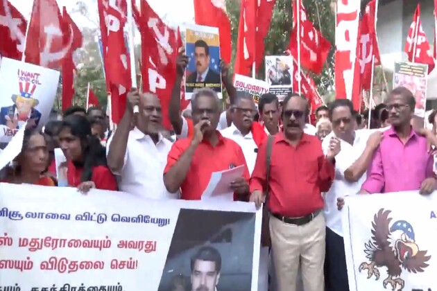CPI protests near US Consulate in Chennai against US actions in Venezuela