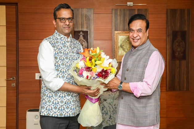 Assam CM meets MD, NHIDCL Krishan Kumar, Secretary Fertilisers Rajat Kumar Mishra in Delhi