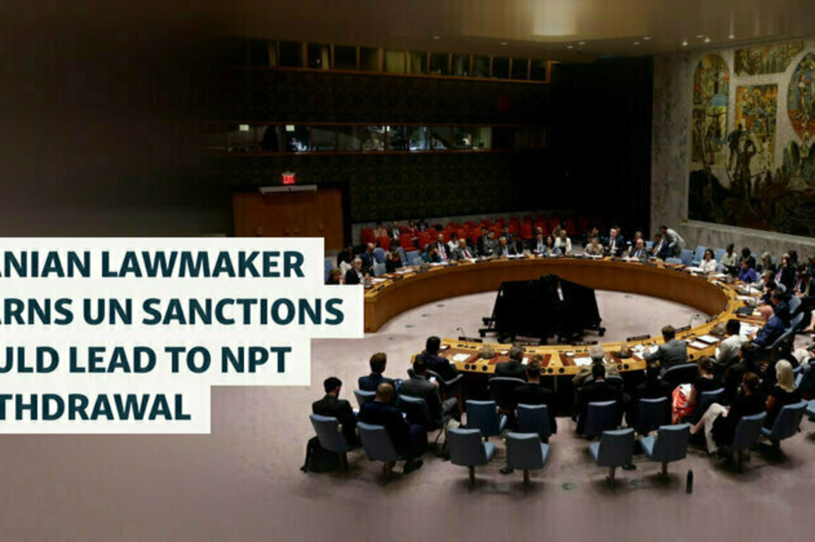 Iranian Lawmaker Warns UN Sanctions Could Lead To NPT Withdrawal