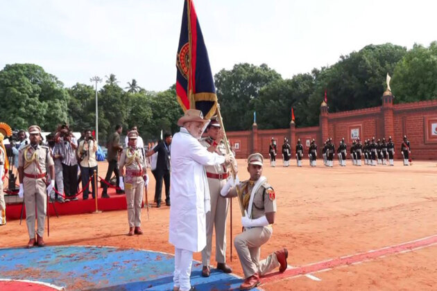 Amit Shah presents 'President's Police Colour' to Puducherry Police