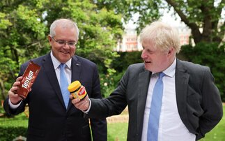 Australia PM Scott Morrison and UK PM Boris Johnson first announced the deal in principle after a meeting in London in the summer | Credit: Number 10