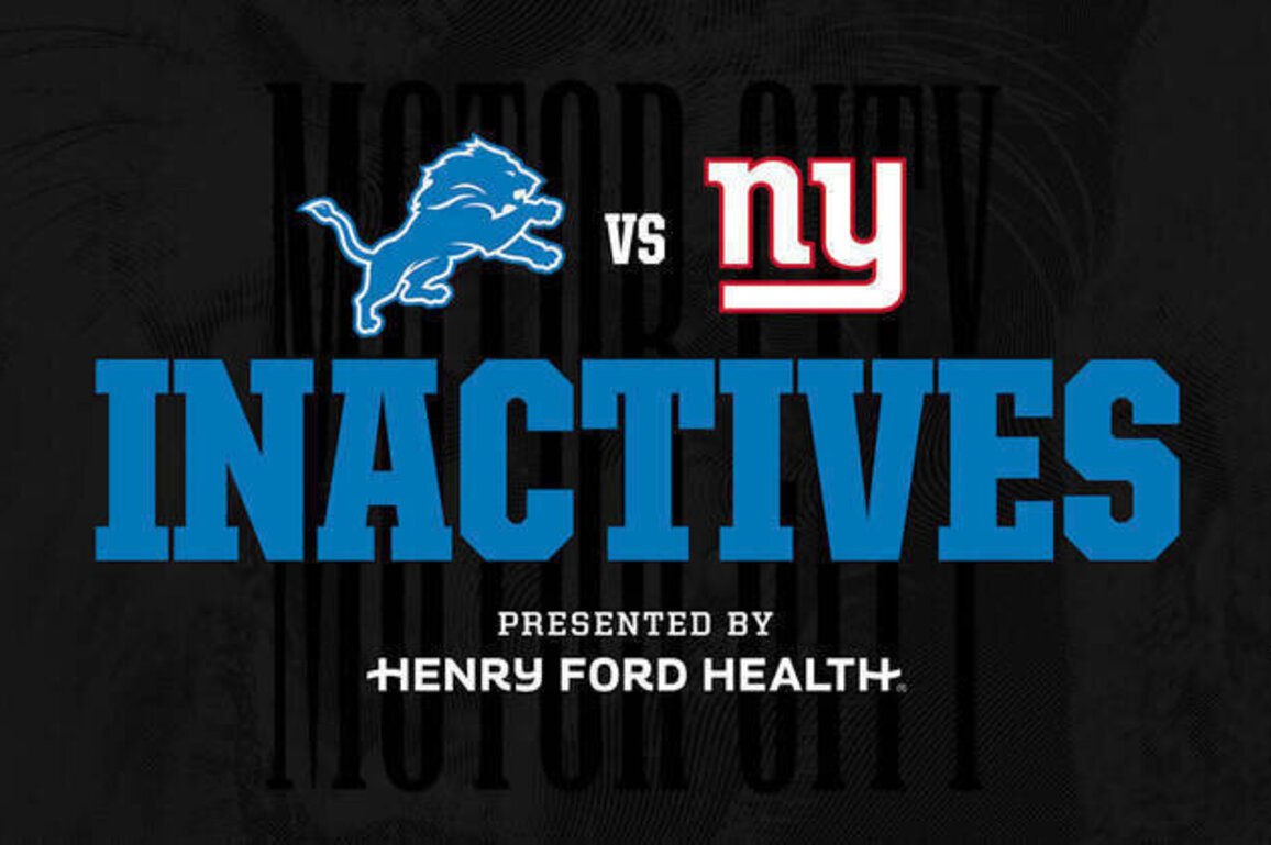 INACTIVES: Lions vs. Giants