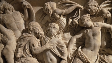 The Death of Niobe’s Children, relief of a front panel of a sarcophagus, Roman work of the second half of the 2nd century AD, Museo archeologico nazionale di Venezia