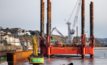  The Wavewalker installing piles at the Colonnade breakwater as part of Network Rail’s work to build a new sea wall to protect the railway and the town of Dawlish from rising sea levels and extreme weather