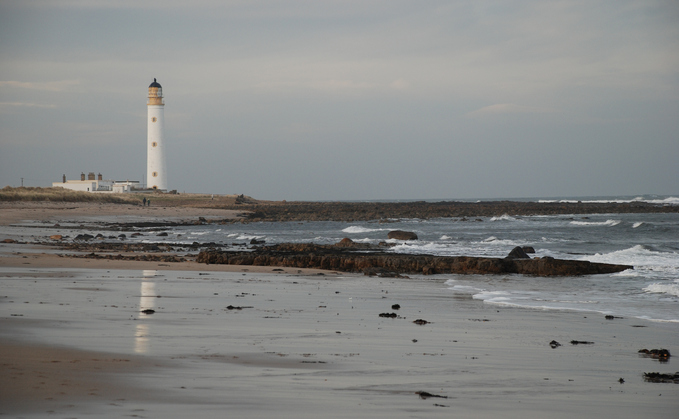 Barnes Ness Lighthouse on the River Forth. Situated along the beach from Torness Power Station near Dunbar - Credit: iStock