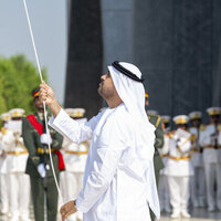 Theyab bin Mohamed bin Zayed raises UAE flag at Wahat Al Karama to mark Flag Day