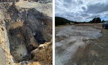 Zeehan Golf Club repair at full depth (left) and backfilled (right)