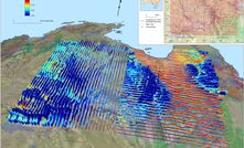  Map of the airborne electromagnetic survey with the conductivity sections projected above the survey area in Northern Territory and Queensland