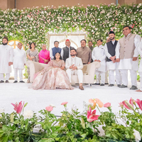 Akhilesh Yadav congratulates cricketer Rinku Singh and SP MP Priya Saroj as they exchange rings