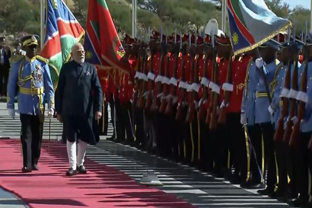 PM Modi receives ceremonial welcome in Namibia, lays wreath at National War Memorial
