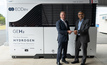  Toyota Australia president and CEO Matthew Callachor (left) handing over the keys of the first EODev GEH2 generator assembled at Toyota’s Altona facility to Ramesh Liyanage, Thiess Group executive - Assets, Autonomy & Digital