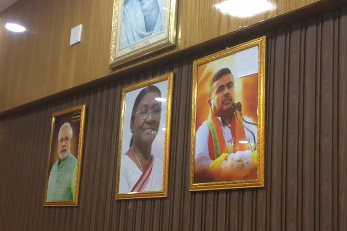 West Bengal: BJP workers swap Mamata's photo with PM, President, and CM Adhikari portraits in Asansol Mayor's office
