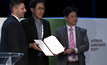  Eddie Tan (centre) Seequent's sales and channel director Asia receives the Outstanding Innovation Award winner at the 20th International Conference on Soil Mechanics and Geotechnical Engineering on behalf of the PLAXIS team