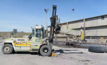 The tyre handler and tyre that caused the fatal accident at Bengalla mine.