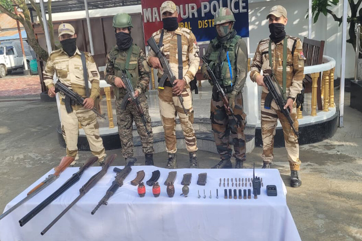 Manipur: Security forces recover cache of arms and ammo in Thoubal, two active cadres arrested
