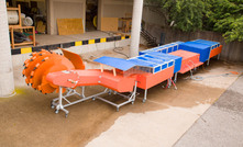 The model of a longwall shearer featuring a fully functional scrubber system. Photo: UK College of Engineering