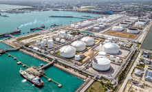  Aerial view of the Map Ta Phut ports and petrochemical plants, which handle liquid materials and natural gas, in Eastern Economic Corridor, Rayong, Thailand.