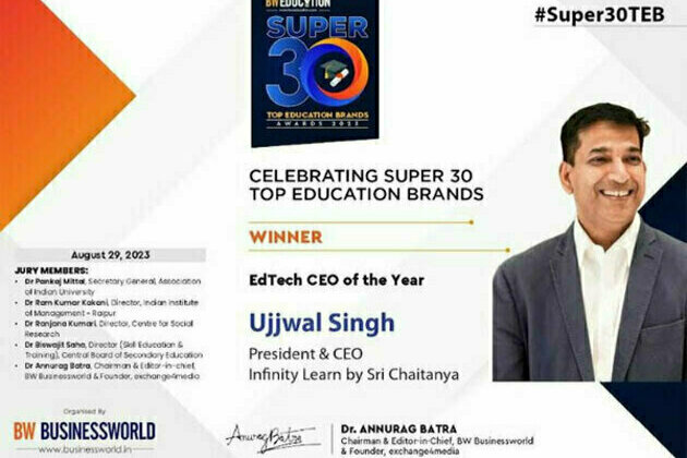 Ujjwal Singh Emerges as the Lone Winner at "Super Top 30 Education Brand Awards" by Business World Education