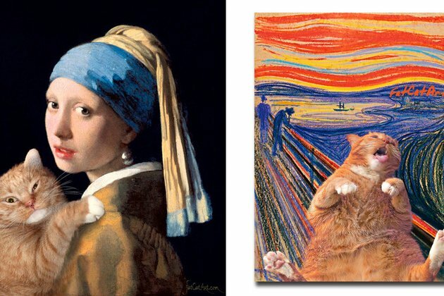 Russian ginger fat cat takes over masterpieces