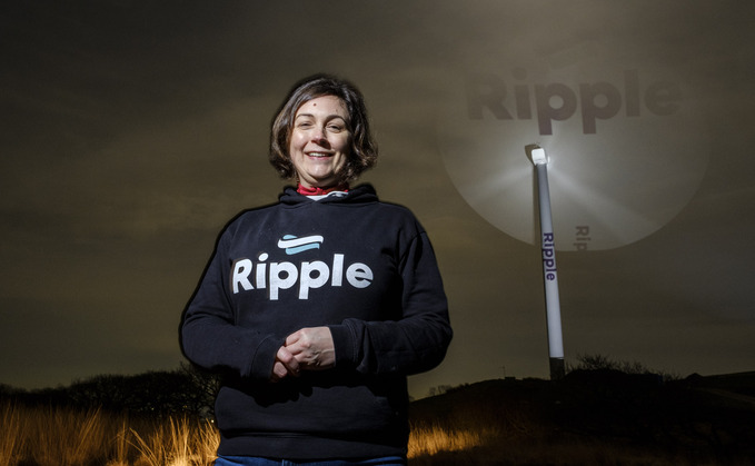 Sarah Merrick, CEO at Ripple Energy at the opening of the UK's first community-owned wind turbine / Credit: Ripple Energy
